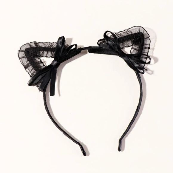 🐈‍⬛ Super Cute Lace Ribbon Bow Kitty Cat Ears Headband Headdress 🐈‍⬛ - Picture 4 of 6